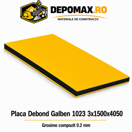Placa BOND galben 1023 3mm, 1500x4050mm, aluminiu 0.2mm